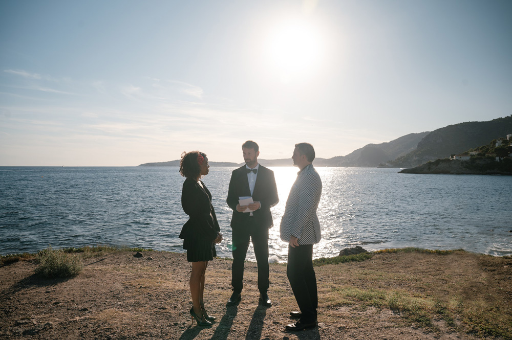 The ceremony at the beach overlooking the see for intimacy