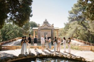 The couple and family for vows renewal ceremony in Horta Garden