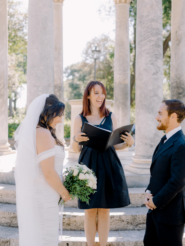 The celebrant starts to reads their text about their engagement