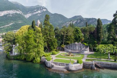 Parco Olivelli In lake Como from a drone view