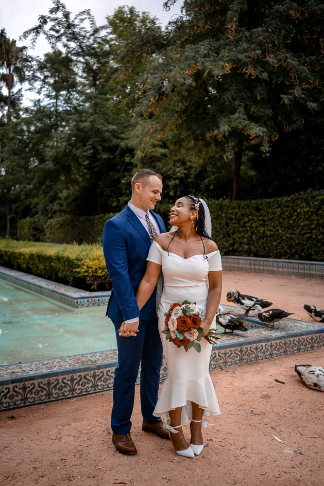 The groom in a love pose