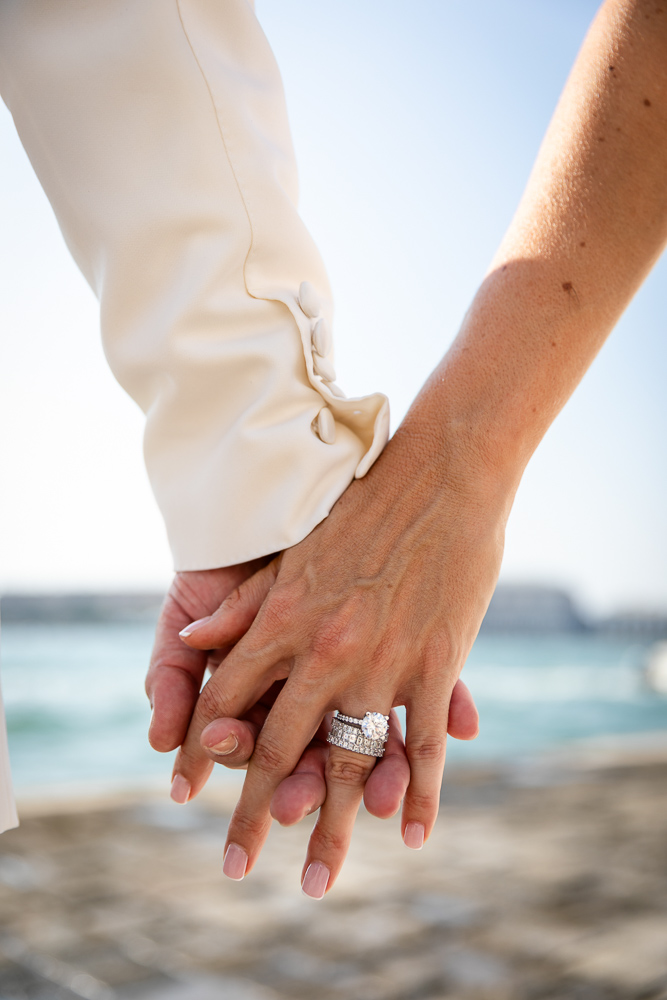 Hand to hand, a detail on the rings