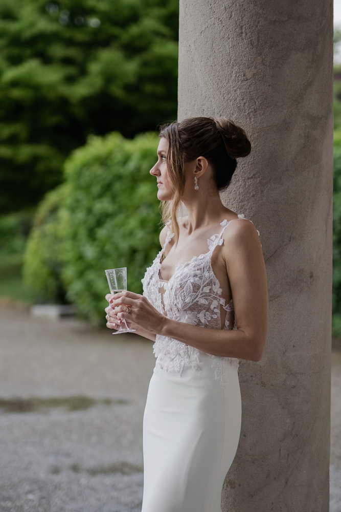 the bride seems thinking about an important topic