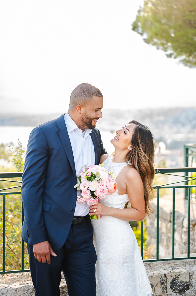 The couple facing each other after the ceremony