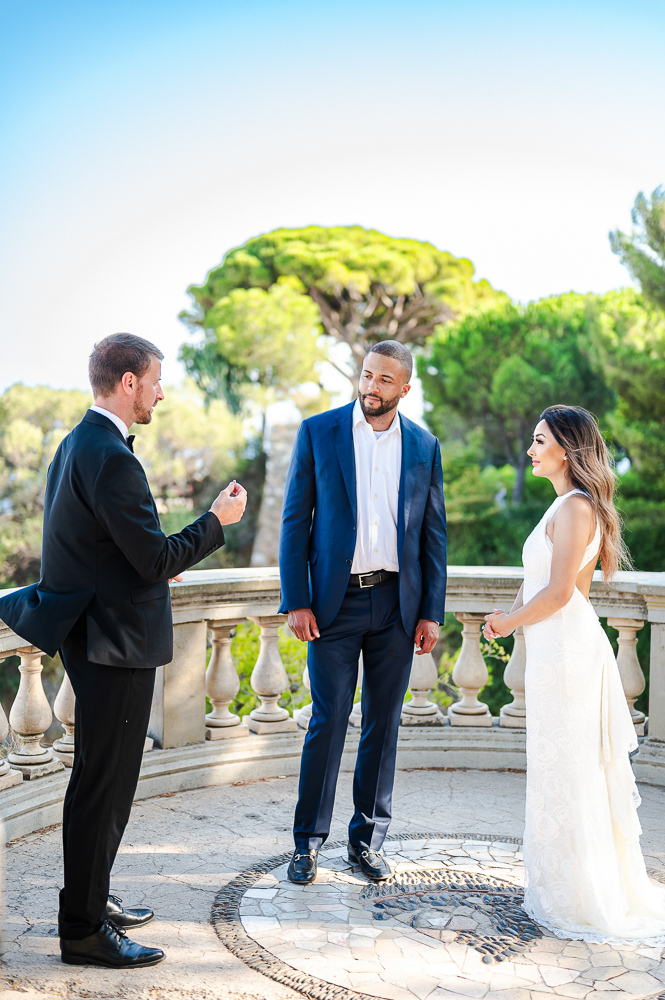 The celebrant explains the process of the renew of vows ceremony to the couple