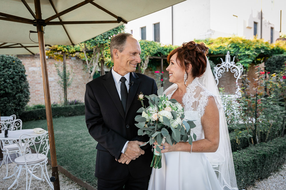 bride and groom looking at each other during the ceremony