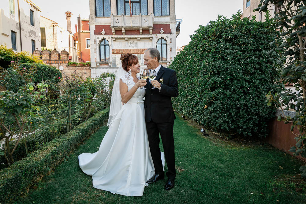 A glass of prosecco for the couple , to celebrate their exchange of vows