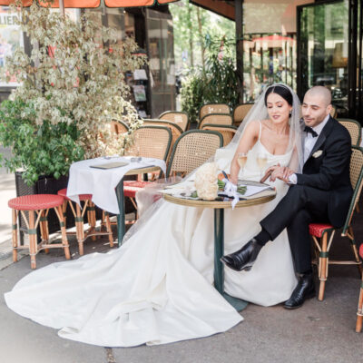 The couple at a french typical terrace