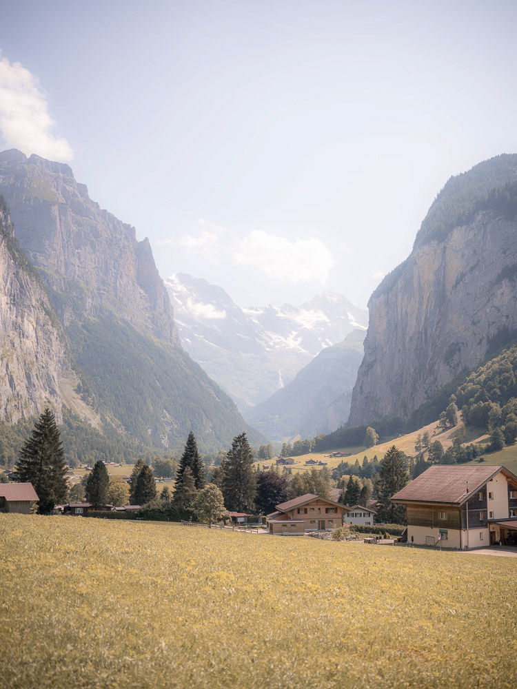 View on th emountain around The village of Lauterbrunnen in Switzerland