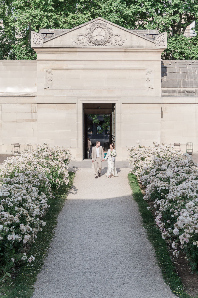 the couple arriving at the Chapel expiatoire for the ceremony